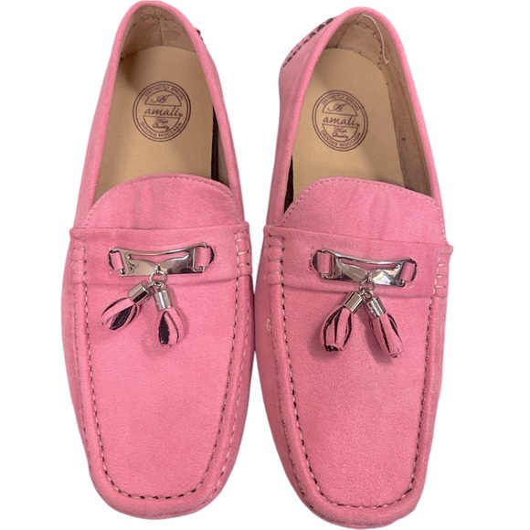 Amali driving moccasins pink suede like soft material with tassels Size 10 - Picture 1 of 11